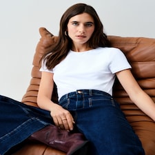The F&F Edit Patch Pocket Flared Jeans in Blue