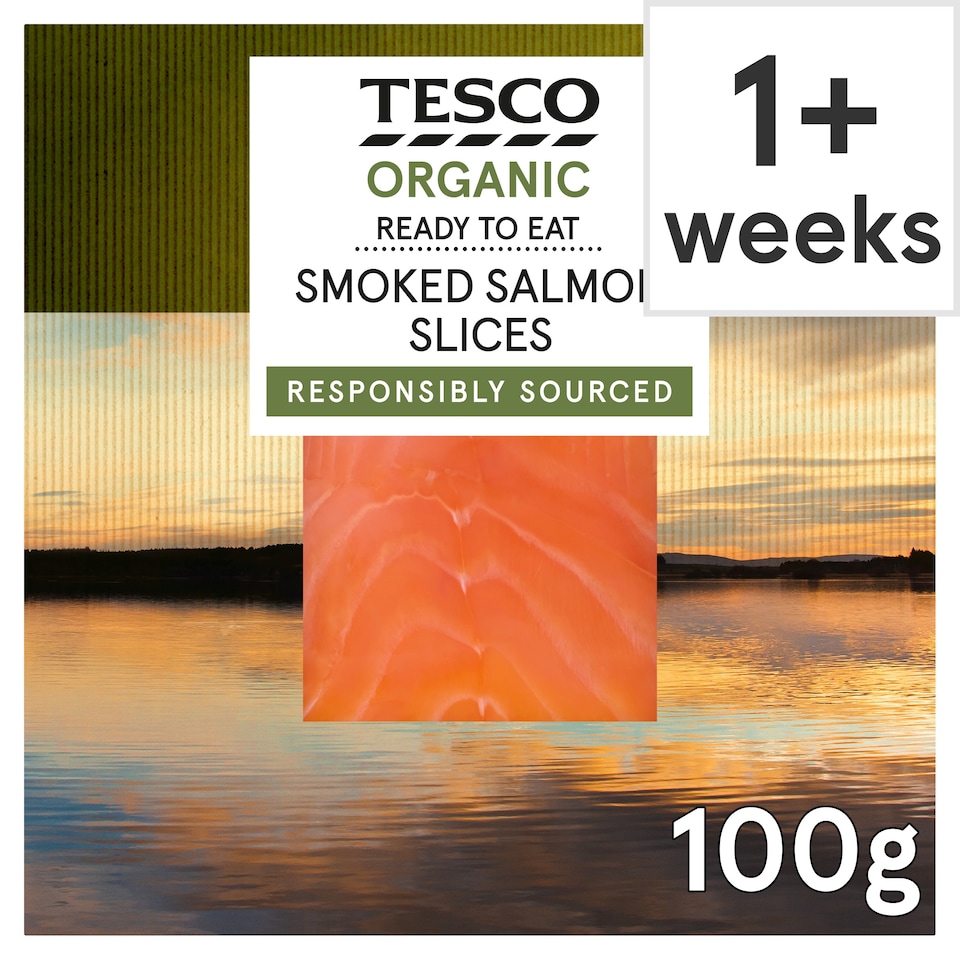Tesco Organic Smoked Salmon Slices 100g