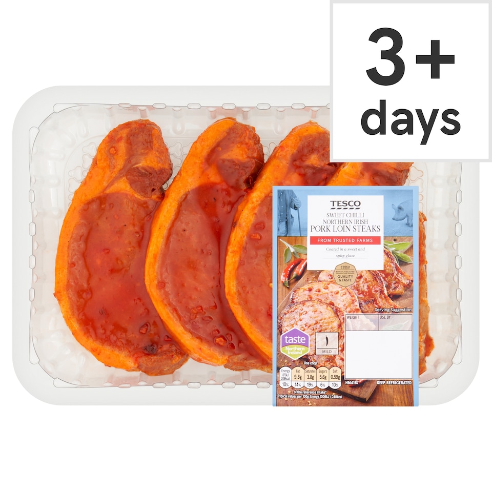 Tesco Sweet Chilli Northern Irish Pork Loin Steaks 500g