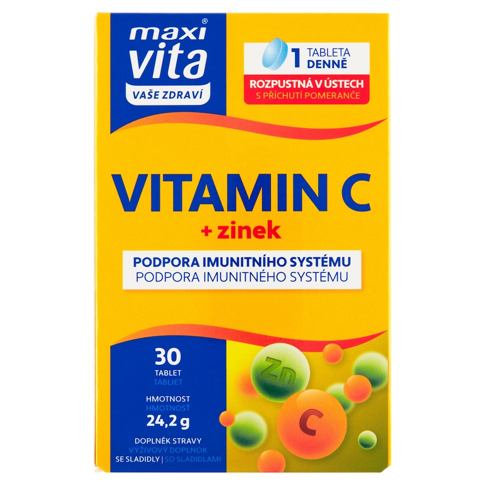 Obrázek 1 pro produkt Maxi Vita Vaše Zdraví Vitamin C + zinek 30 tablet 24,2g