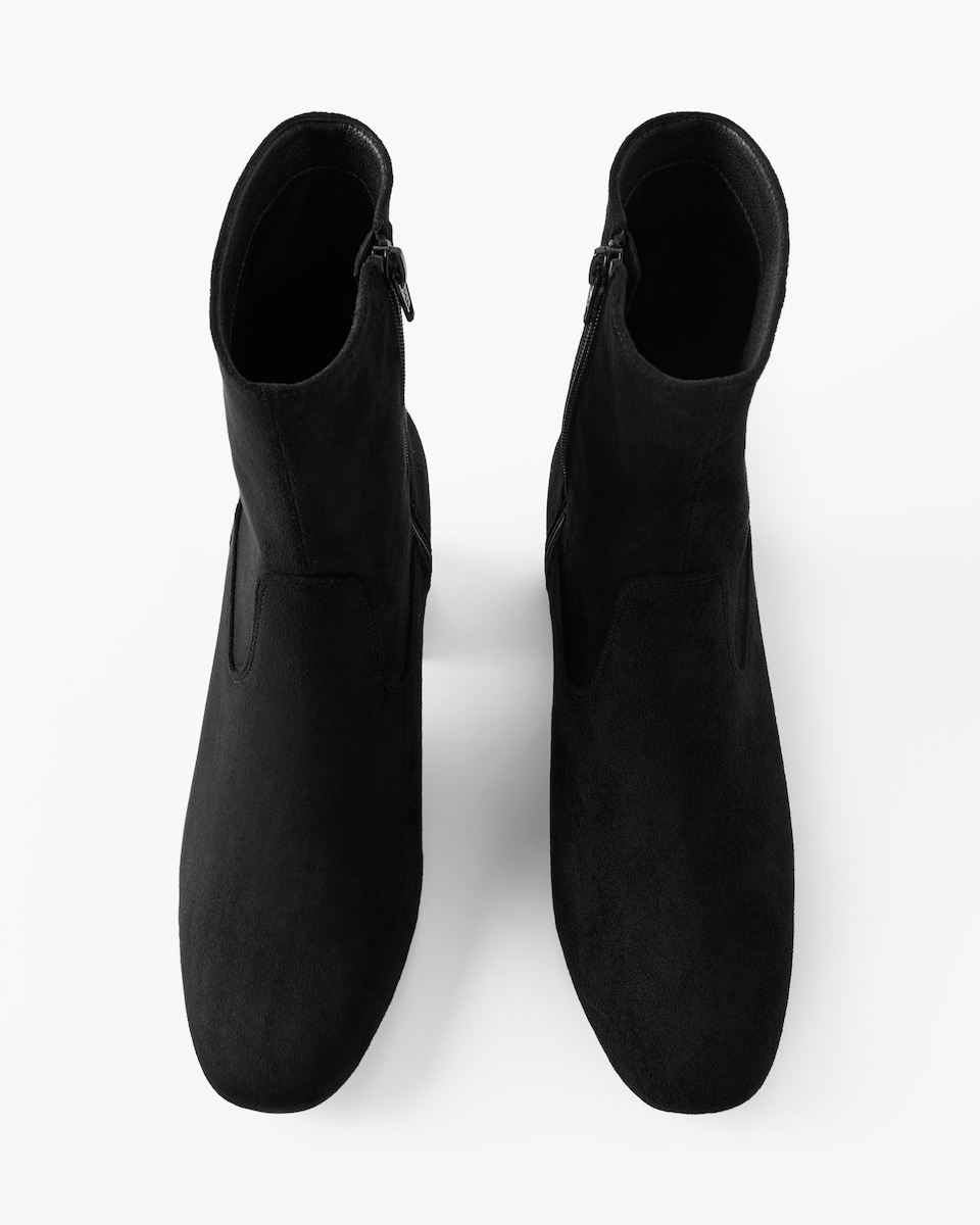 image 1 of F&F Faux Suede Block Heel Ankle Boots in Black