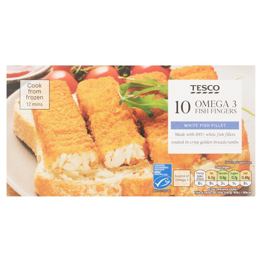 Tesco 10 Omega 3 Fish Fingers 300G Tesco Groceries
