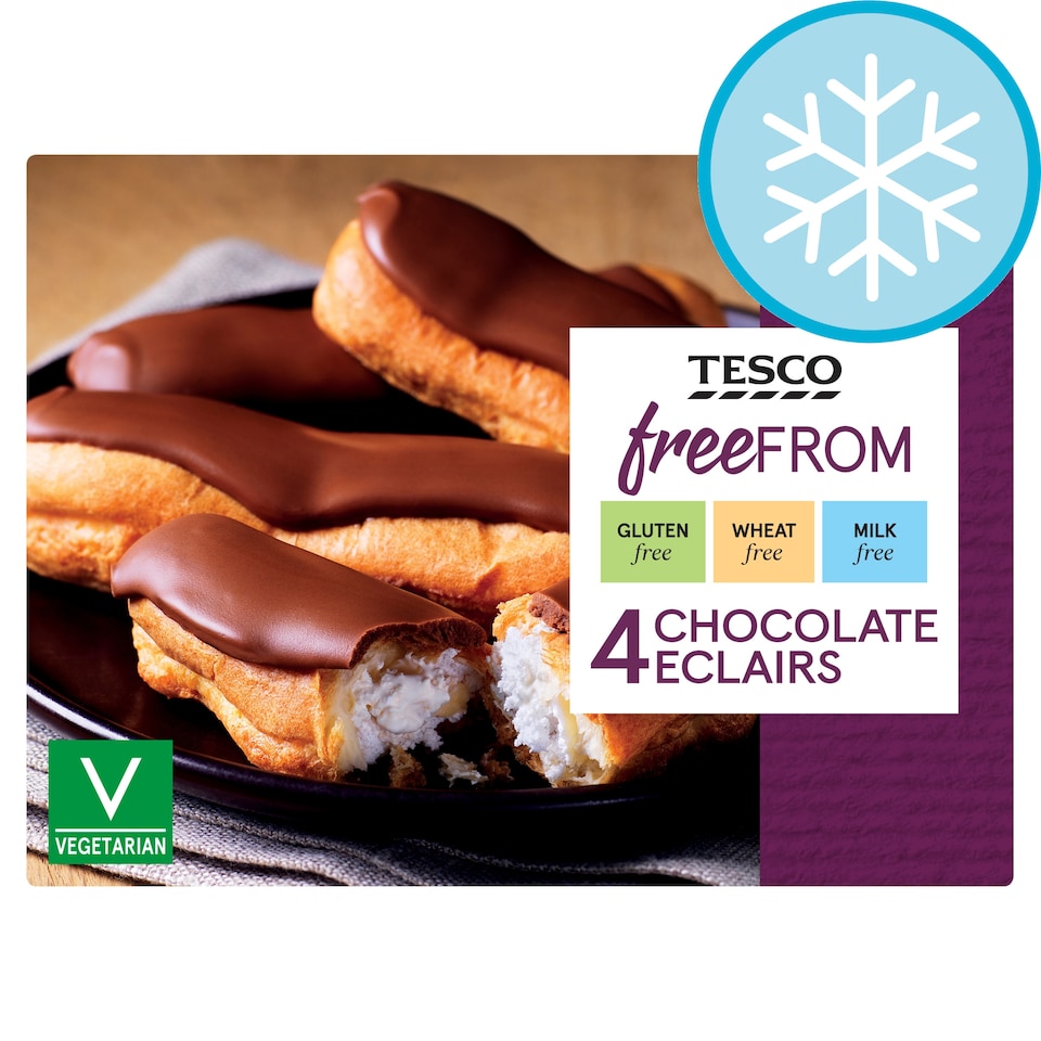 Tesco Free From Chocolate Eclairs 4 Pack 100g
