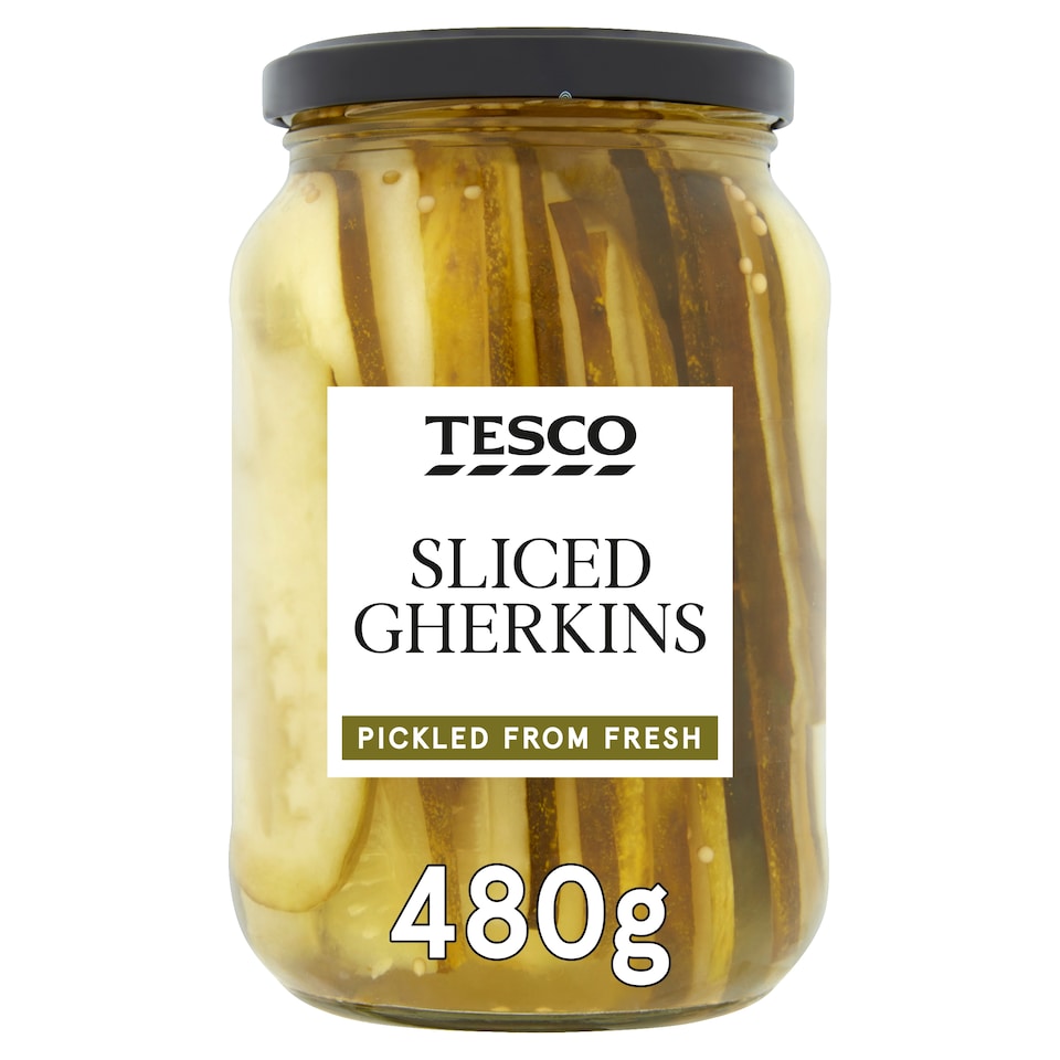 Tesco Sliced Gherkins 480G