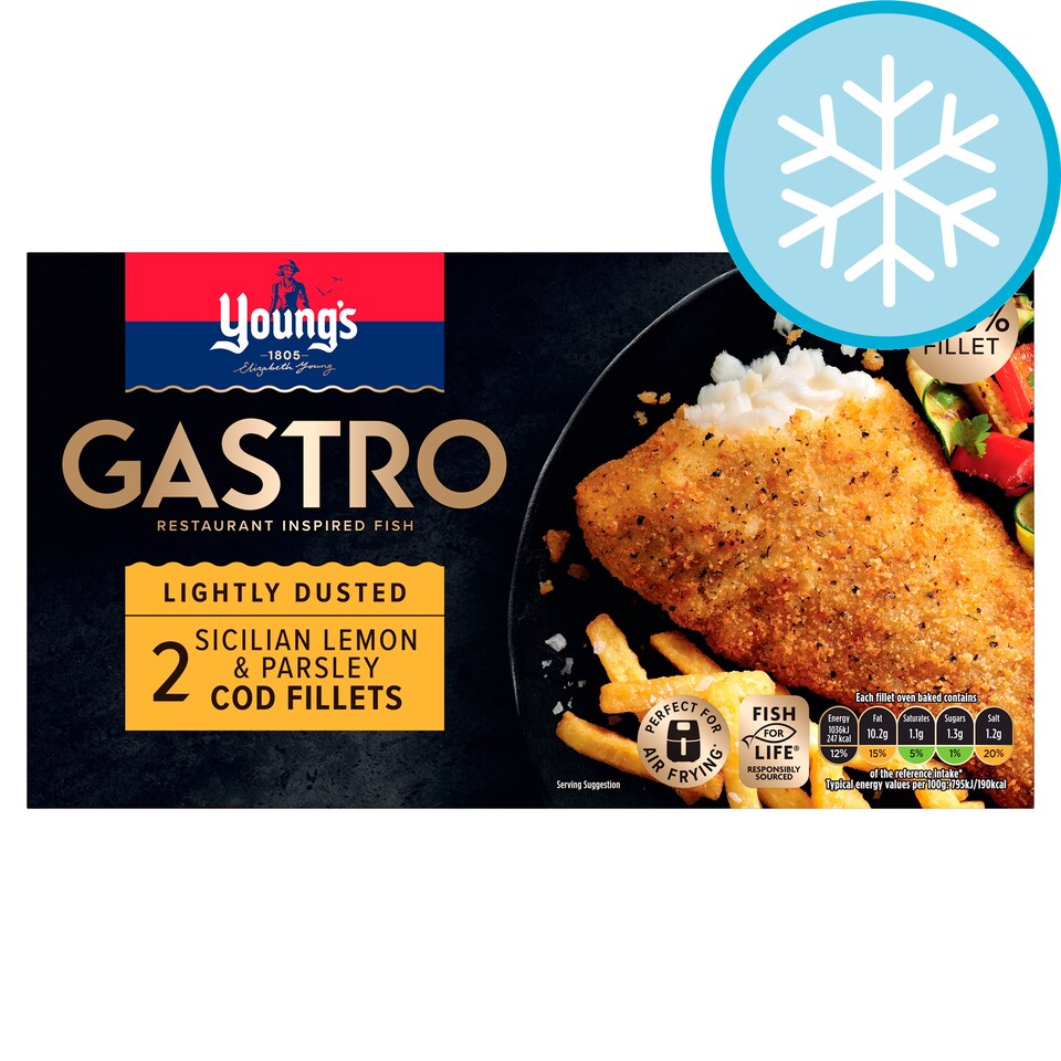 Youngs Gastro 2 Lemon & Parsley Cod Fillets 270G