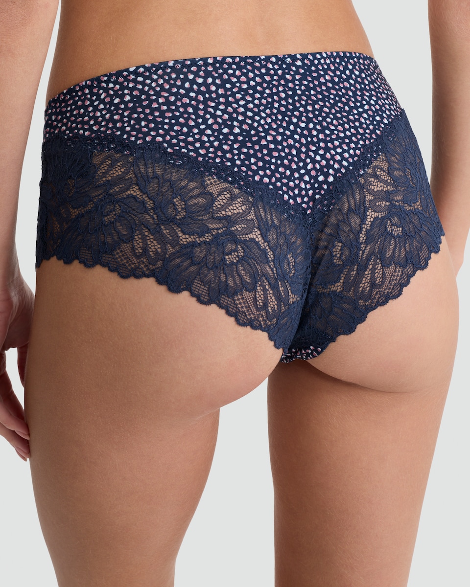 image 1 of F&F 3-Pack Microfibre Lace Trim Spot Print Knickers in Multi