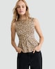 image 1 of F&F Polyamide Rich Leopard Print Peplum Vest in Neutral