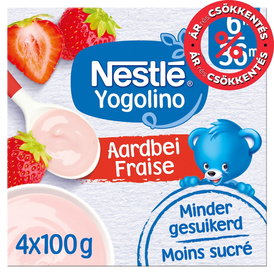 Nestlé Yogolino tejalapú epres bébidesszert 6+ hó 4 x 100 g (400 g)  1. kép