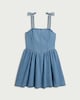image 4 of F&F Pure Cotton Denim Tie Strap Mini Dress in Blue