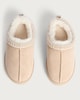 image 2 of F&F Girls Faux Fur Lined Woven Braid Chunky Slippers in Neutral