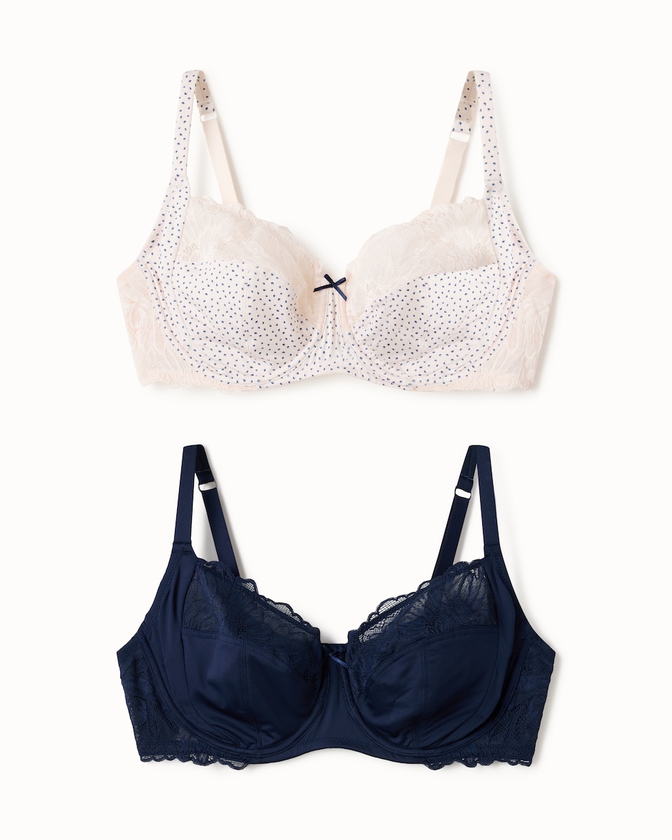 F&F 2-Pack Fuller Bust Wired Full Cup Bras in Multi