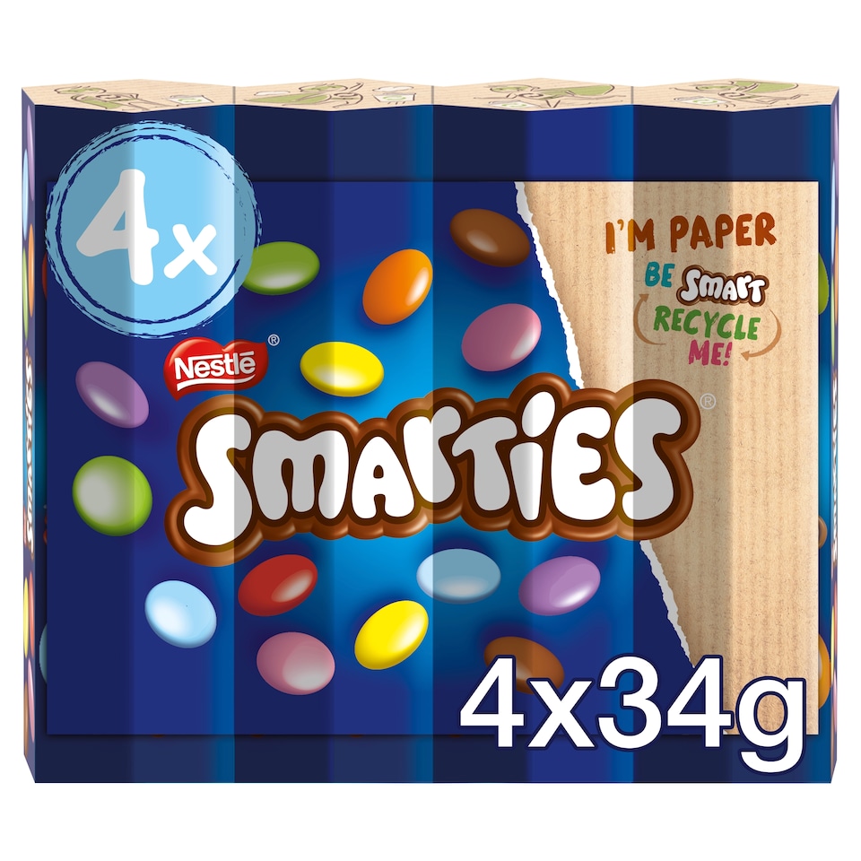 image 1 of Smarties Milk Chocolate Tube Multipack 34g 4 Pack