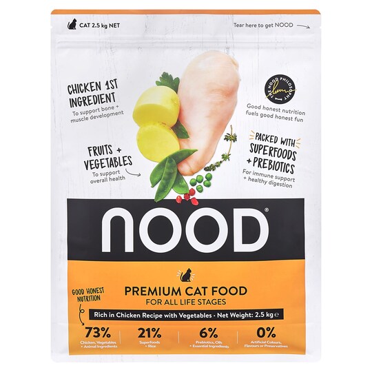 Nood Dry Cat Food Chicken With Vegetables 2.5Kg Tesco Groceries