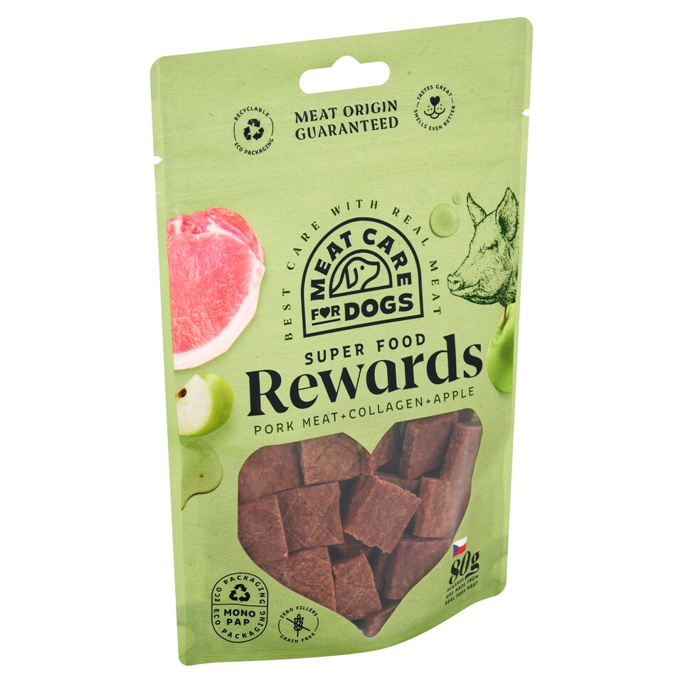 image 1 of Meat Care Rewards Dog Pork with Collagen and Apple 80g