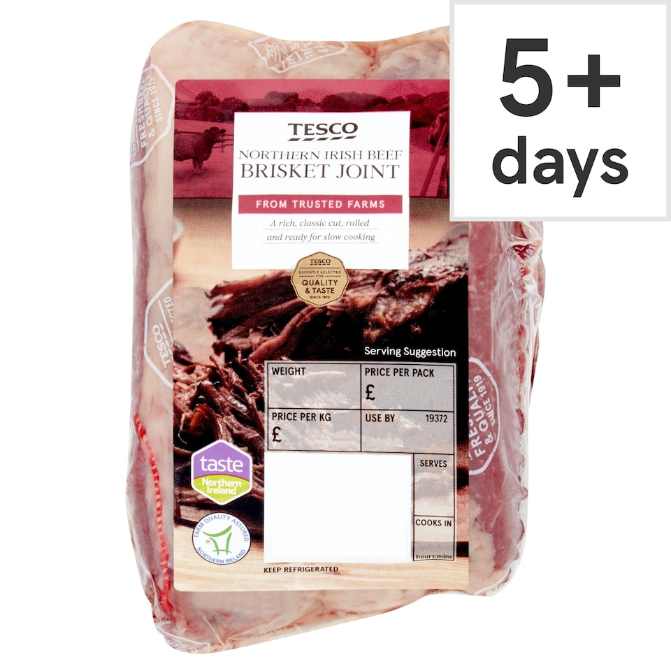 Tesco Northern Irish Beef Brisket joint 600g - 1Kg