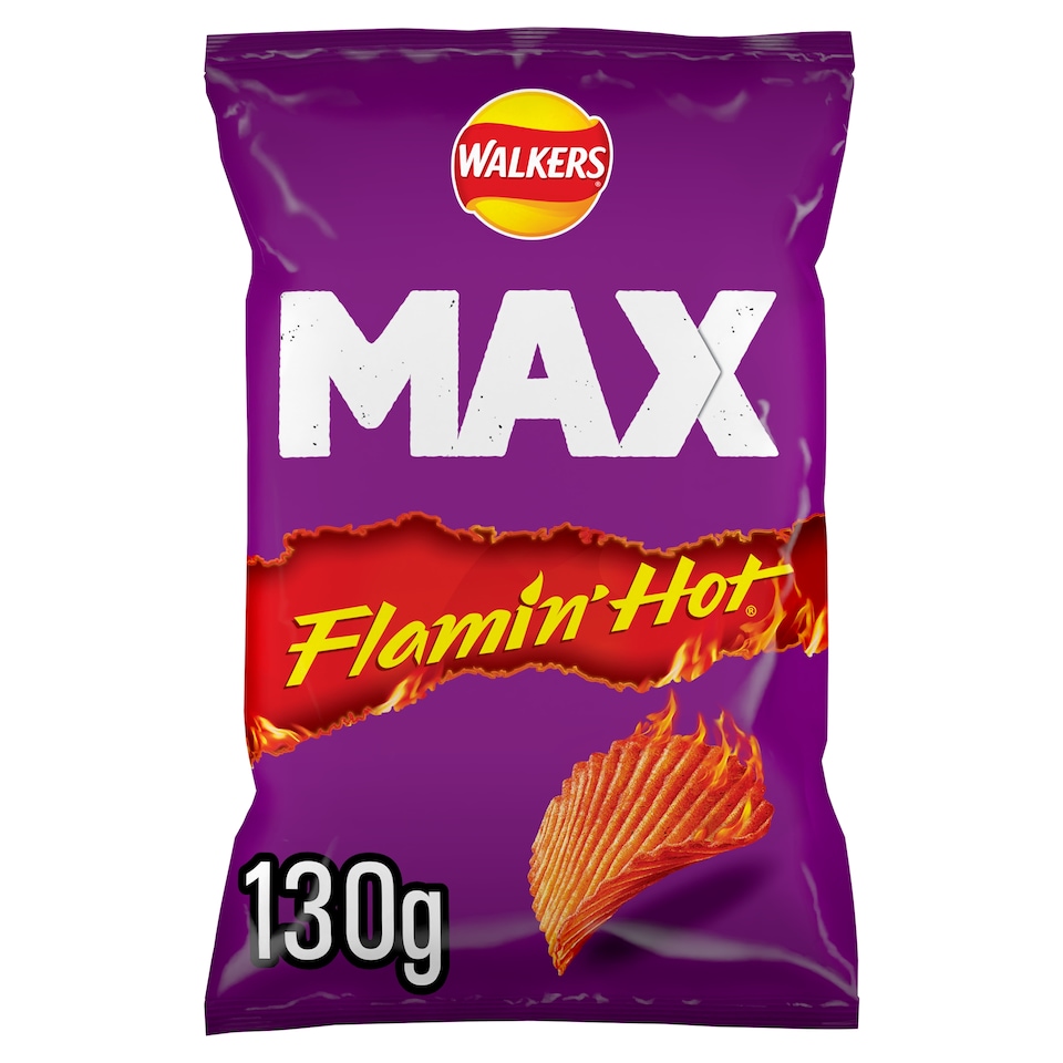 Walkers Max Extra Flamin' Hot Potato Crisps 130g