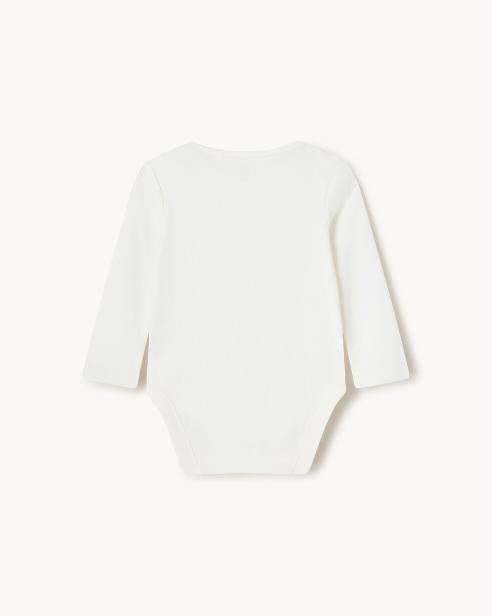 image 1 of F&F Baby Pure Cotton Diwali Long-Sleeved Bodysuit in White