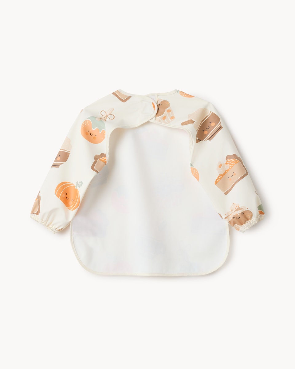 image 1 of F&F Baby Printed Long Sleeved Bib in White