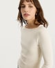 image 1 of F&F Ribbed Frill Detail Long Sleeved Top with Cotton in Cream