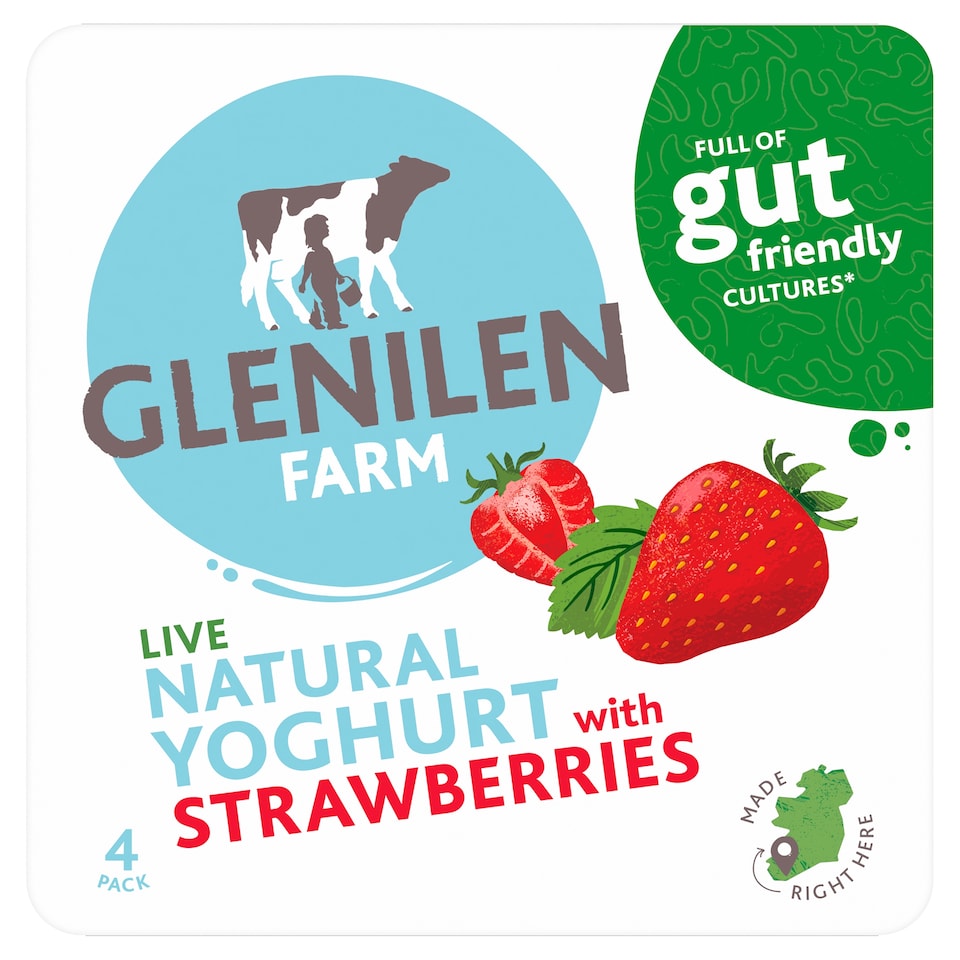Glenilen Farm Strawberry Yoghurts 4X 125G