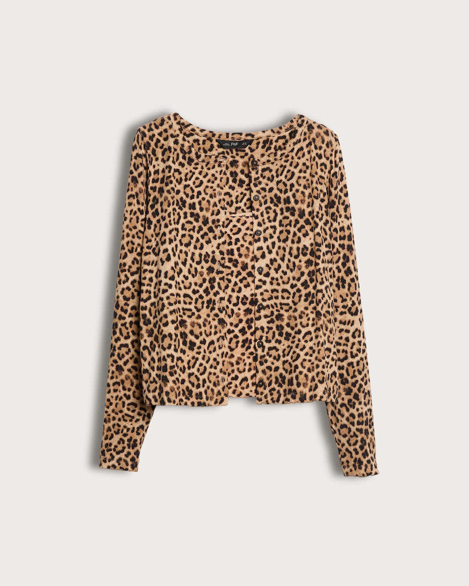 image 1 of F&F 2 in 1 Leopard Print Vest and Cardigan in Multi Brown