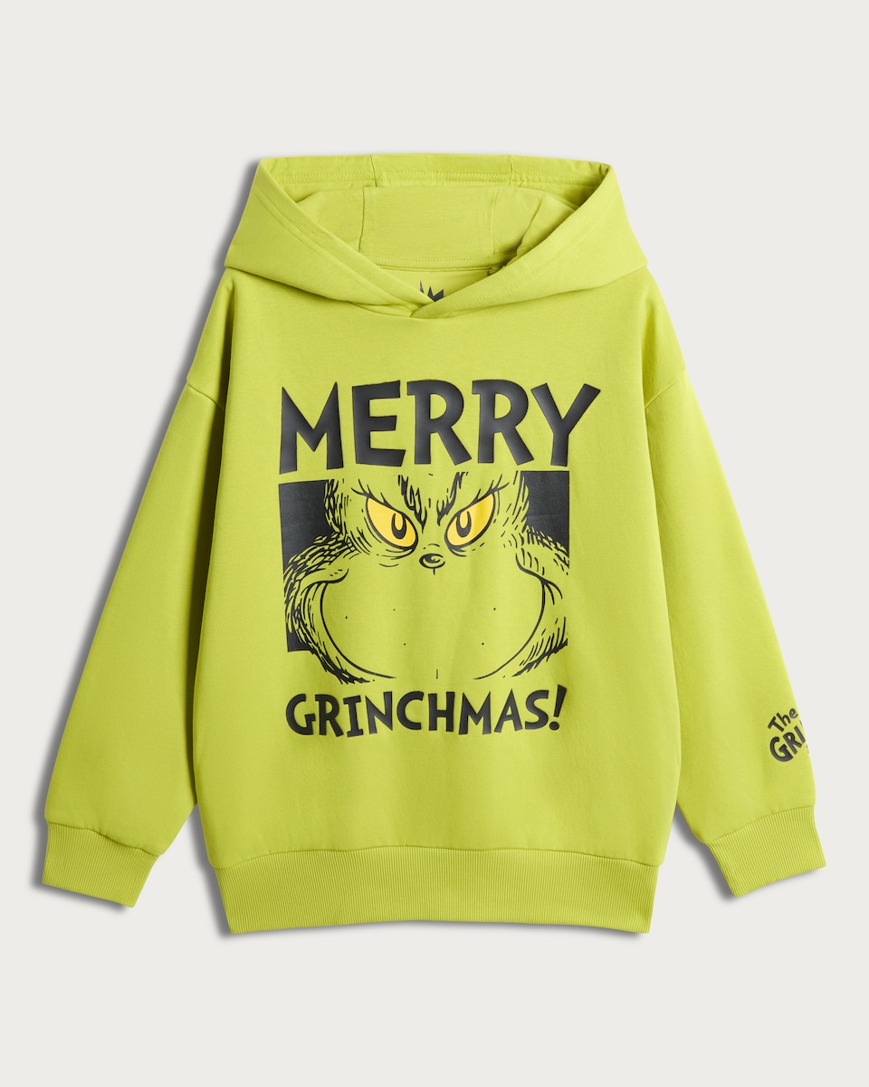 image 1 of The Grinch Merry Grinchmas Cotton Rich Hoodie in Green