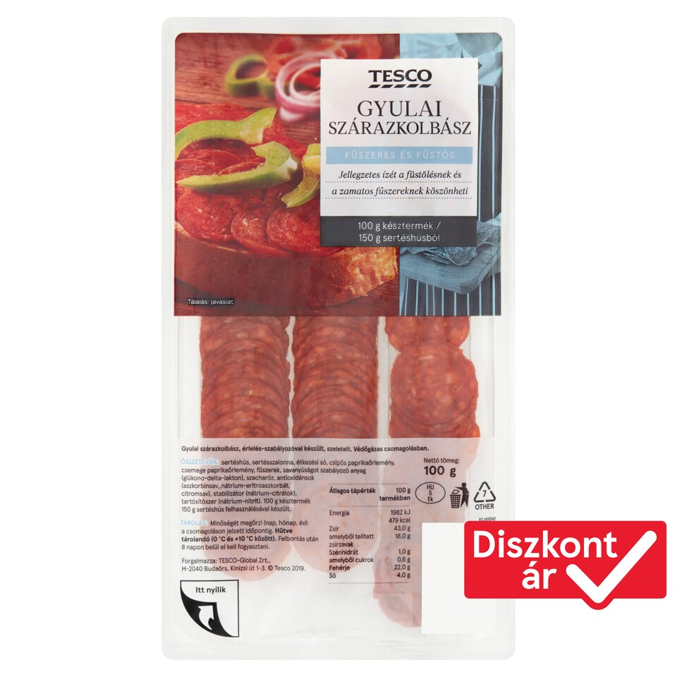 Tesco Gyulai Sliced Dry Sausage 100 g