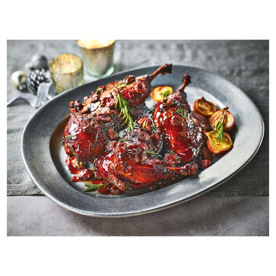 image 1 of 58. Tesco Finest Slow Cooked Spatchcock Duck with a Dark Fruit & Balsamic Glaze 2kg (Serves 4)