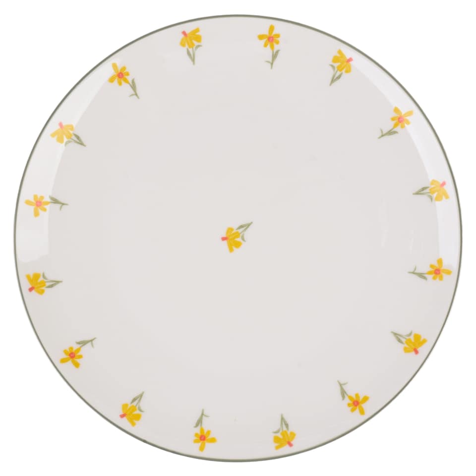 F&F Home Gingham Daffodil Dinner Plate