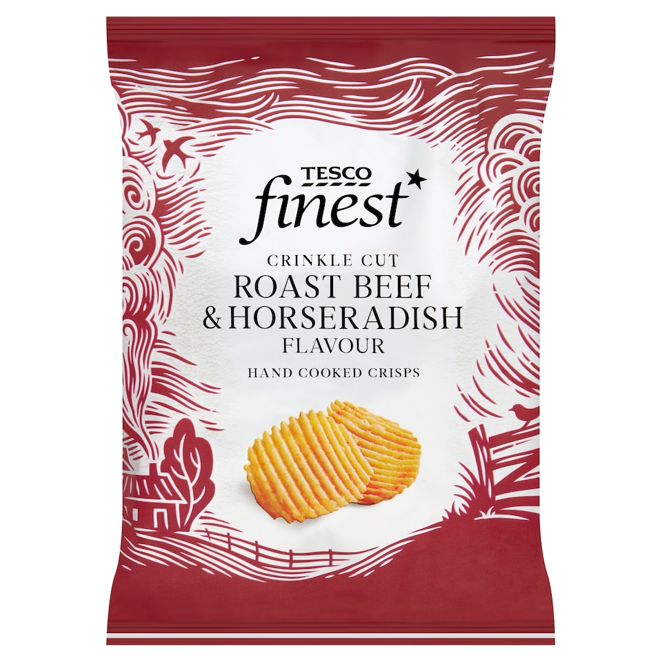 Tesco Finest Crinkle Cut Roast Beef & Horseradish Flavour Hand Cooked Crisps 150g