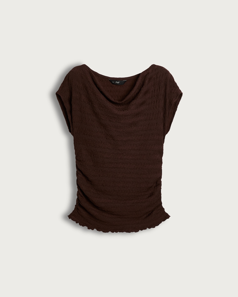 F&F Cowl Neck Cap Sleeved Co-ord Top in Chocolate