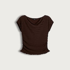 F&F Cowl Neck Cap Sleeved Co-ord Top in Chocolate