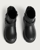 image 2 of F&F Girls Strap Buckle Detail Chunky Ankle Boots in Black