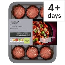 Tesco Finest 12 Beef & Herb Meatballs 336G