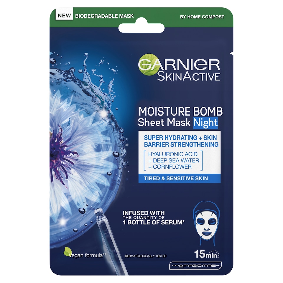 image 1 of Garnier Skin Active Night Time Face Bomb Tissue Mask 32G