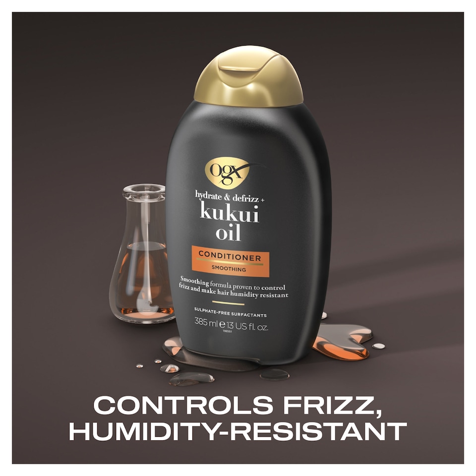 image 1 of OGX Hydrate & Defrizz Kukui Oil Shampoo 385ml