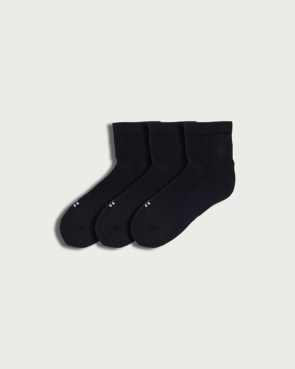 F&F Active 3-Pack Cotton Rich Crop Socks in Black
