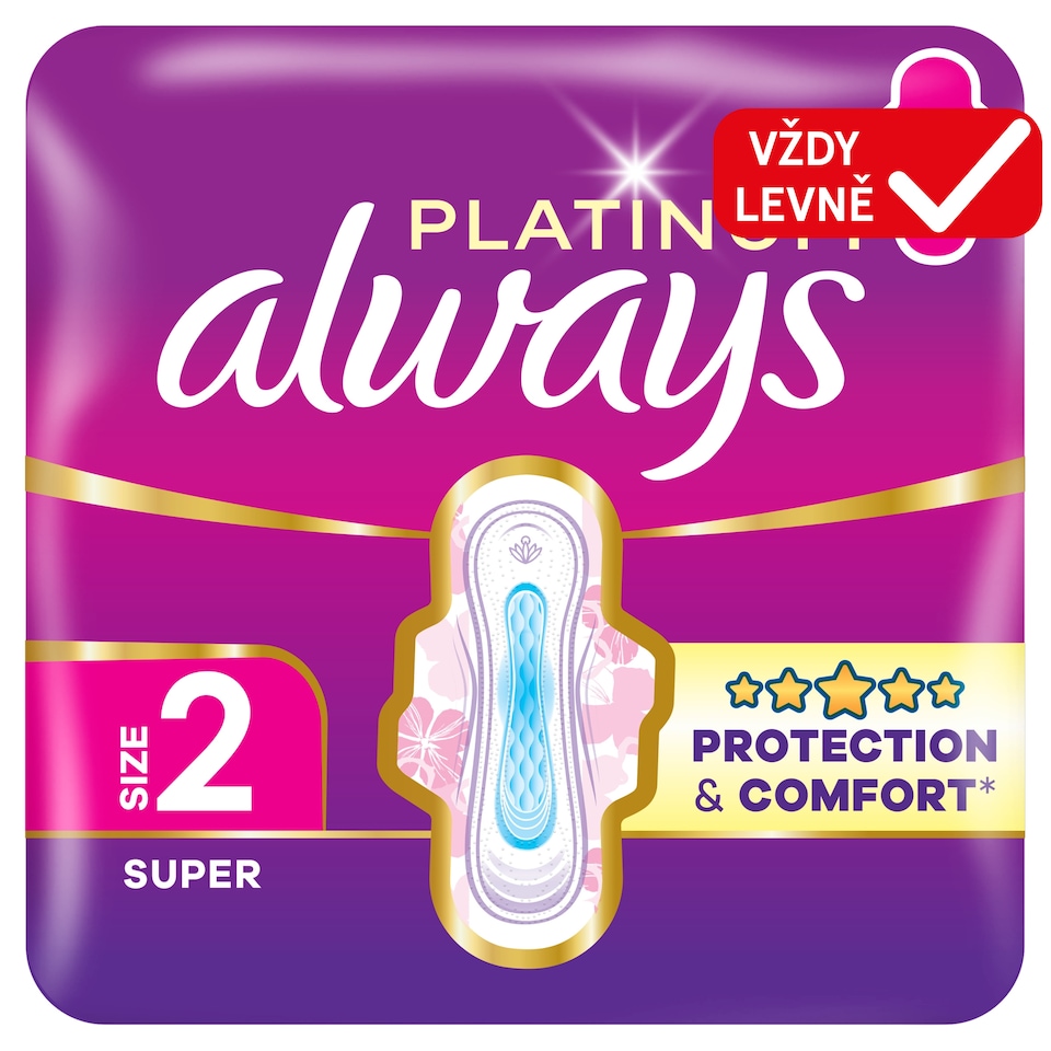 Obrázek 1 pro produkt Always Platinum Hygienické Vložky Super (Velikost 2) 26 Ks