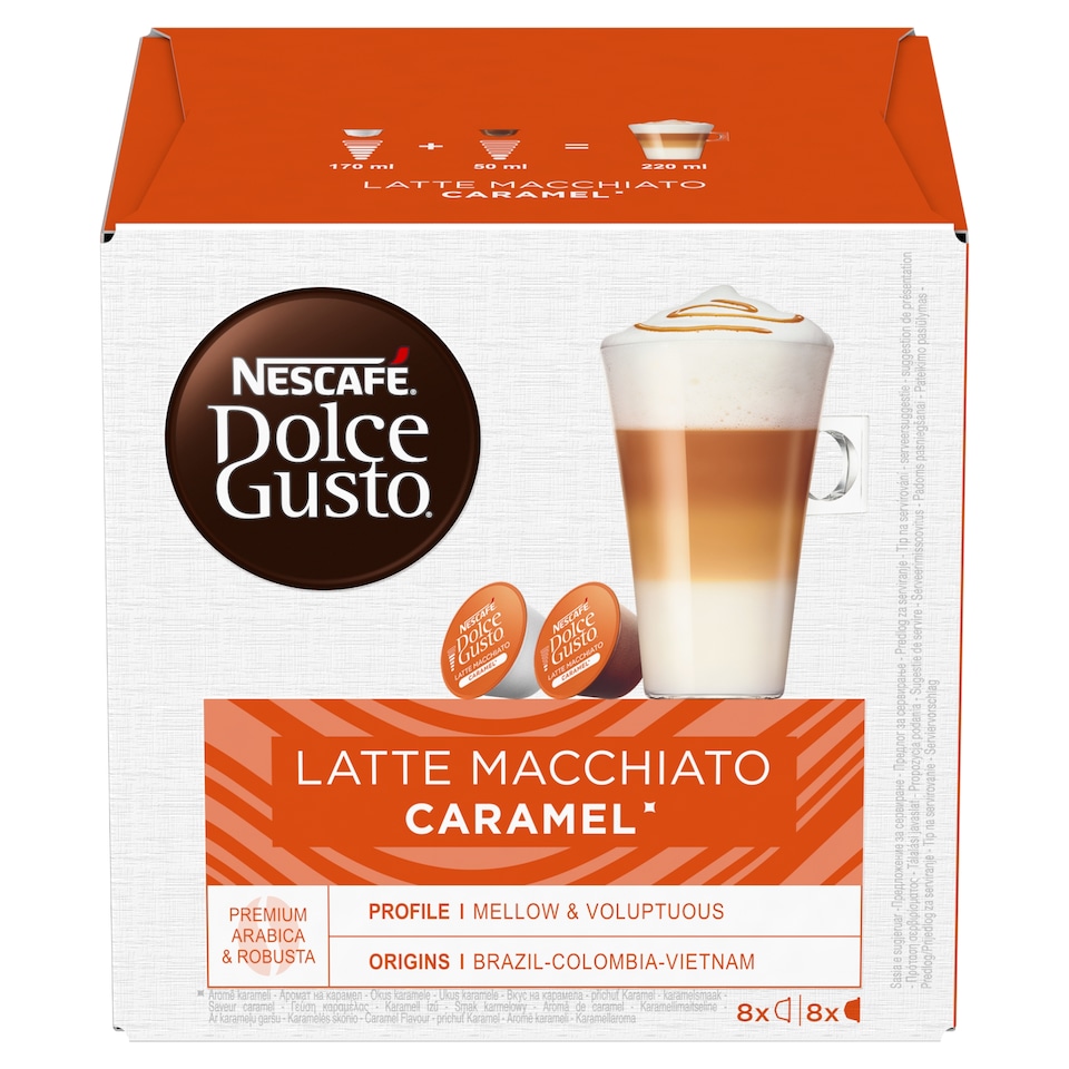 NESCAFÉ Dolce Gusto Latte Macchiato Caramel Milk Powder and Coffee Pods 16 pcs/8 cups 145,6 g