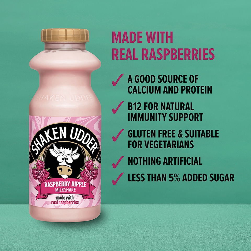 image 1 of Shaken Udder Raspberry Ripple Milkshake 330ml