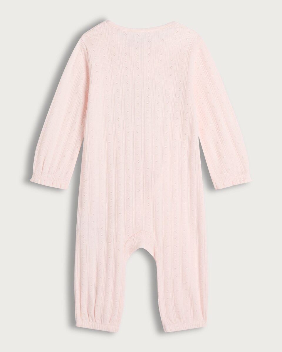 image 1 of F&F Baby 2-Pack Pure Cotton Embroidered Long Sleeved Footless Sleepsuits in Multi Pink