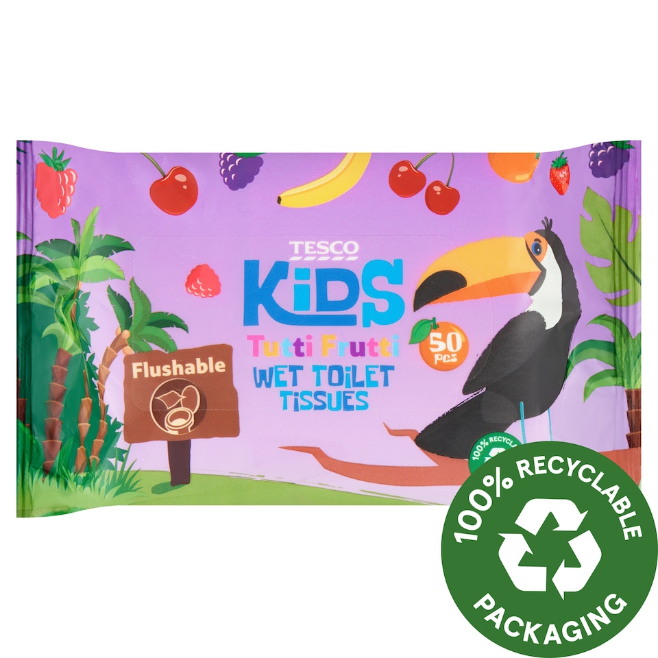 Tesco Kids Tutti Frutti Wet Toilet Tissues 50 pcs
