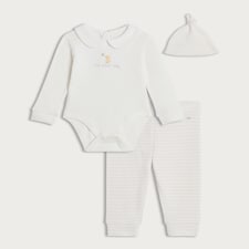 F&F Baby 3-Piece Pure Cotton I'm New Here Set in White