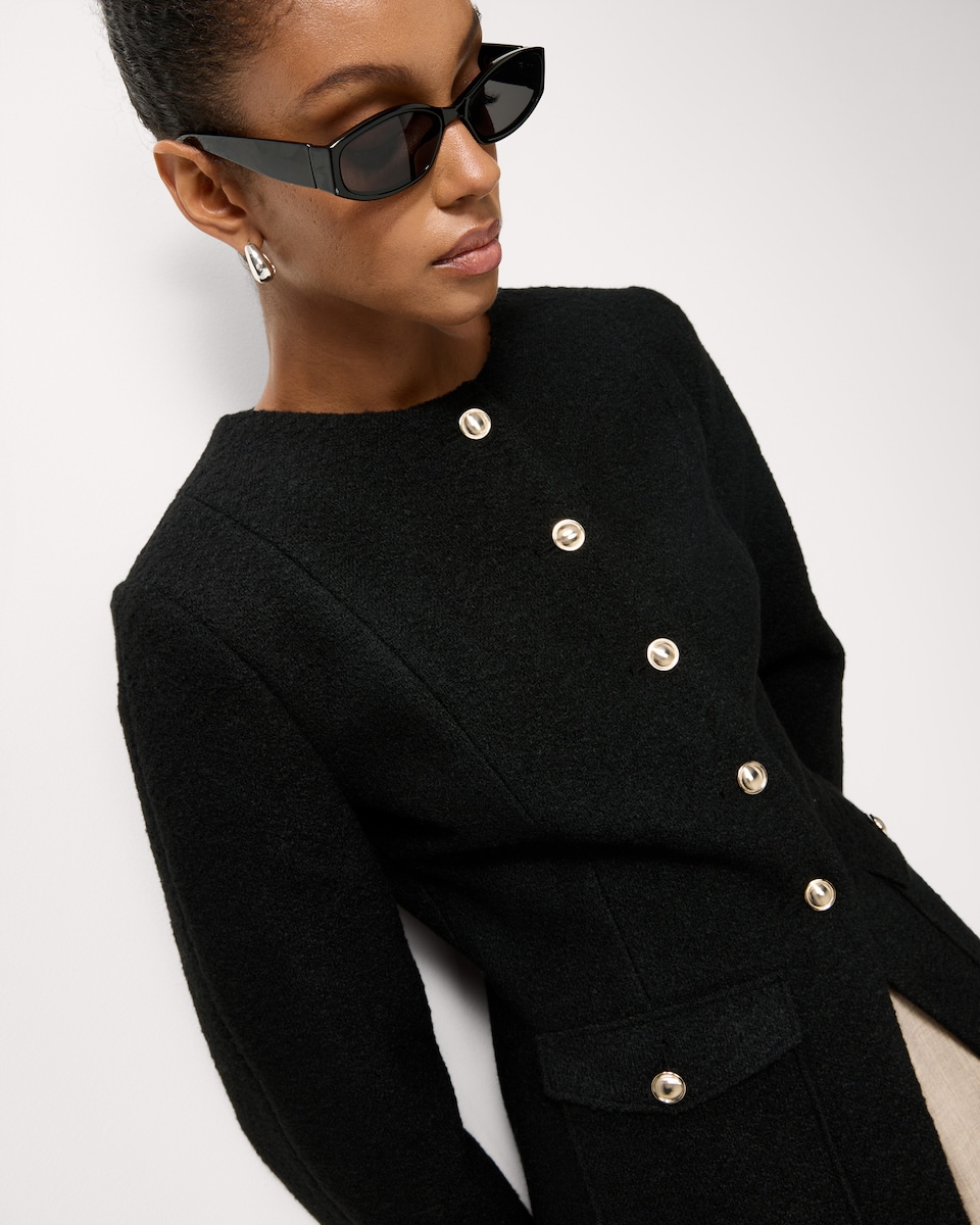 image 1 of F&F Boucle Button Front Co-ord Jacket in Black