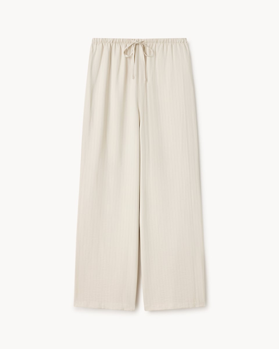image 1 of F&F Pinstripe Drawstring Wide Leg Trousers in Cream