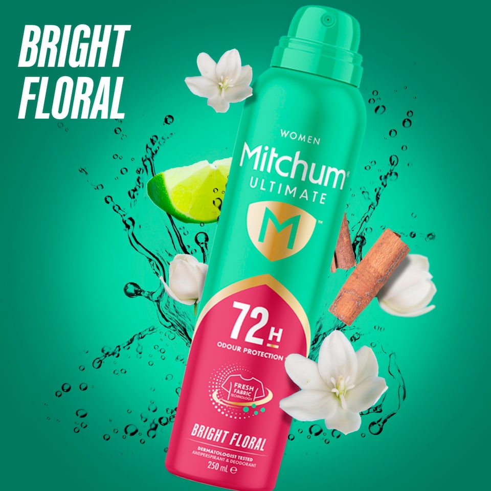 image 1 of Mitchum Ultimate 72H Bright Floral Anti Perspirant & Deodorant 250ml