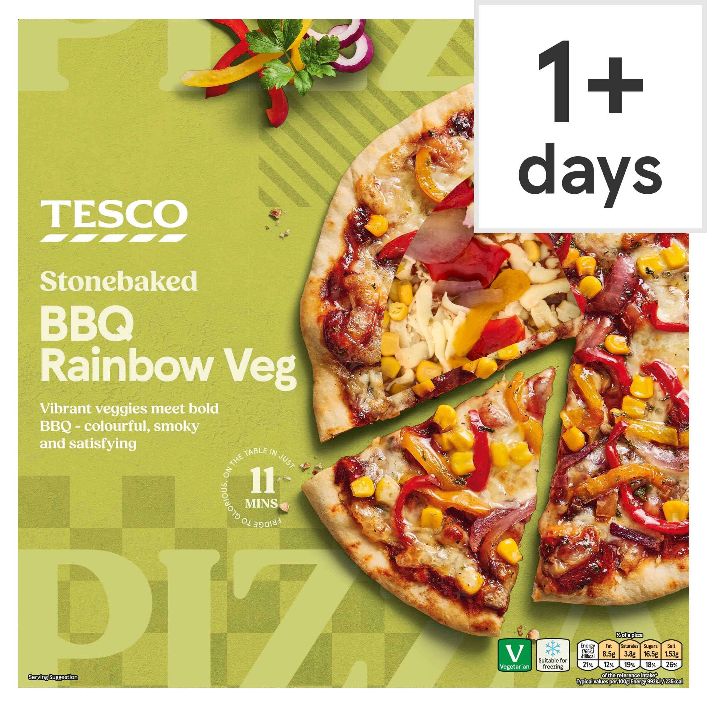 Tesco Stonebaked BBQ Rainbow Veg Pizza 356g