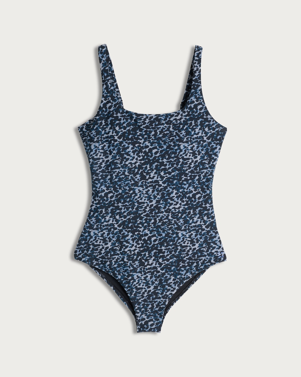 image 1 of F&F Active ULTRASWIM Patterned Swimsuit in Multi Blue