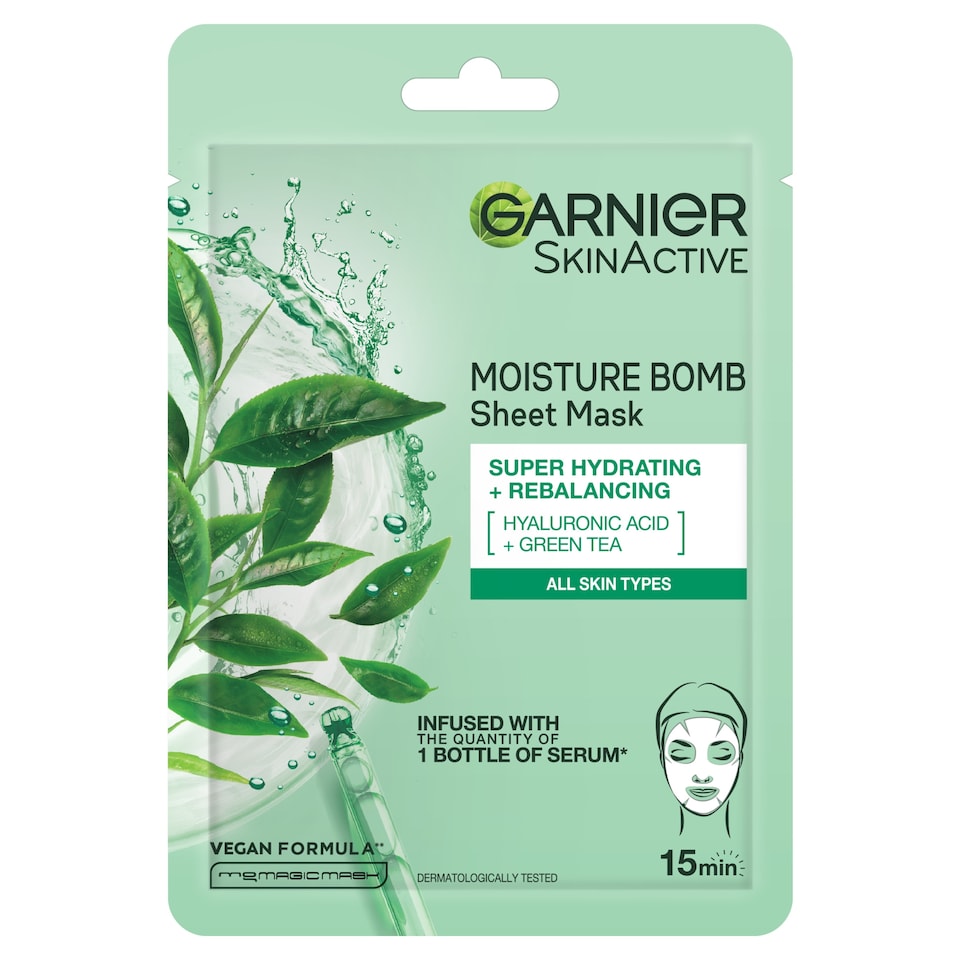 image 1 of Garnier Moisture Bomb Hydrating Face Mask Green Tea