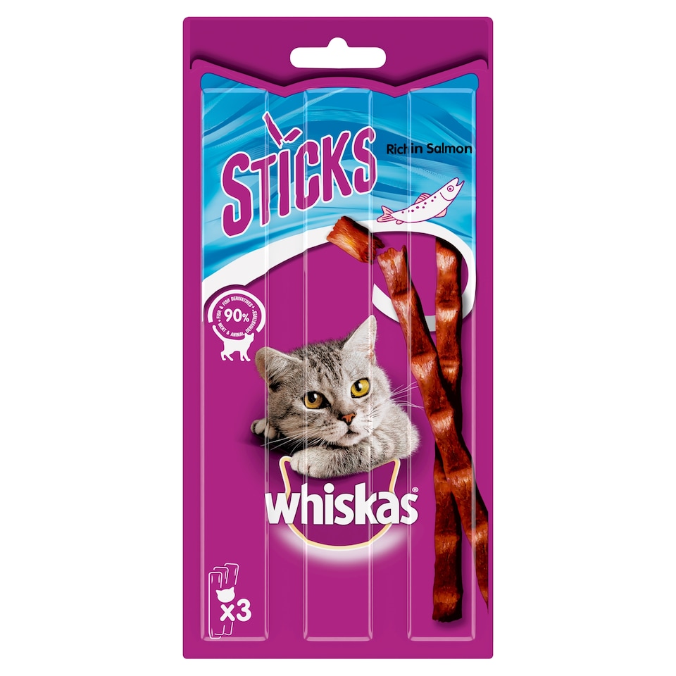 Whiskas 3 Salmon Sticks Cat Treats 18G